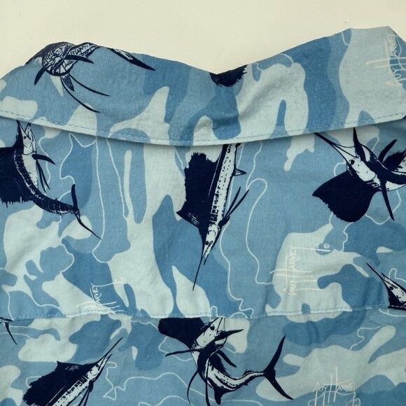 Guy Harvey Mens S Hawaiian Shirt Blue Marlin Swordfish Short Sleeve - Picture 4 of 7
